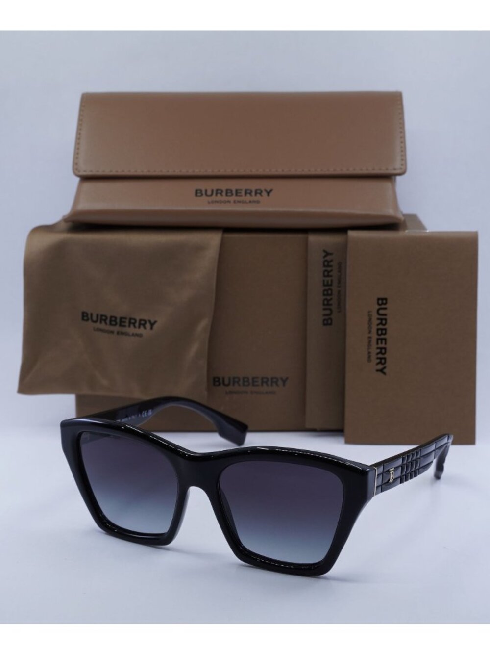 Burberry BE4391 30018G Square Sunglasses - Black/ Grey Gradient
